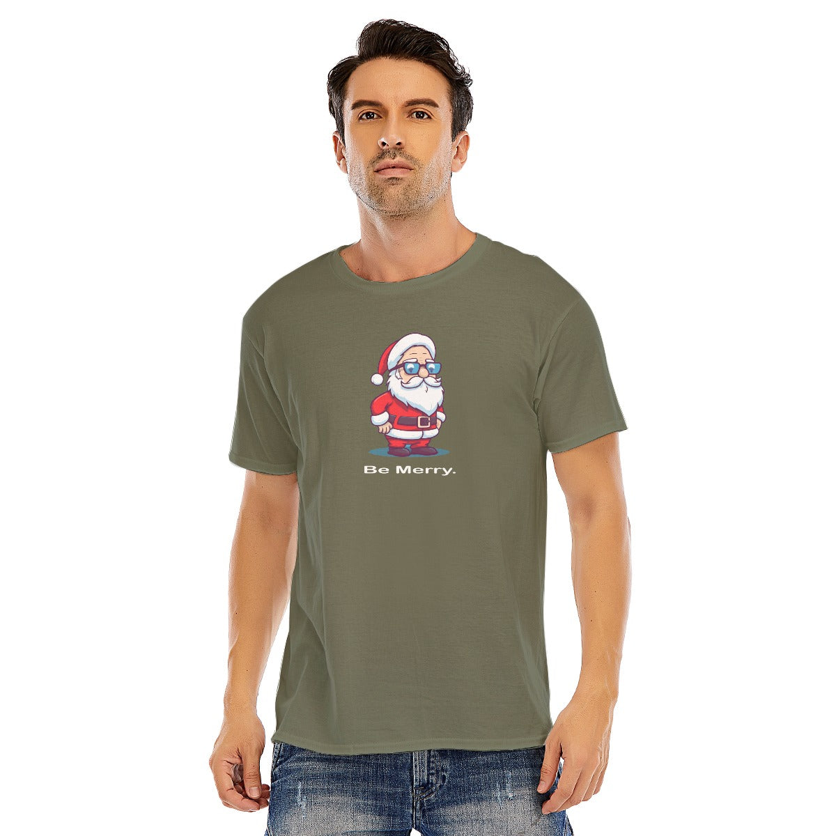 Mens Short Sleeve Christmas Tee - Be Merry.