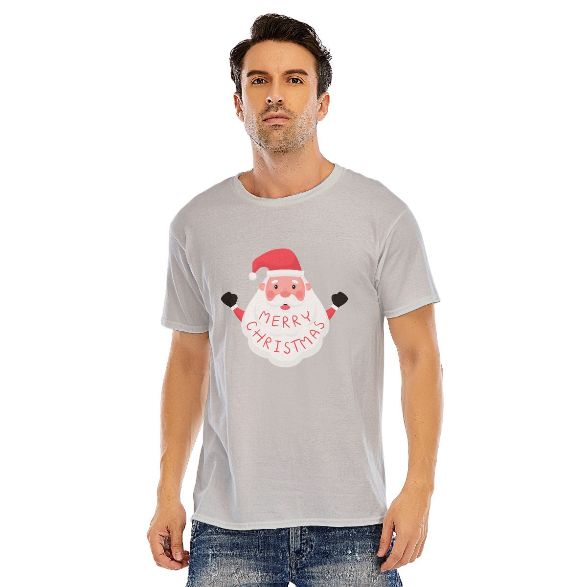 Mens Short Sleeve Christmas Tee - Basic Santa