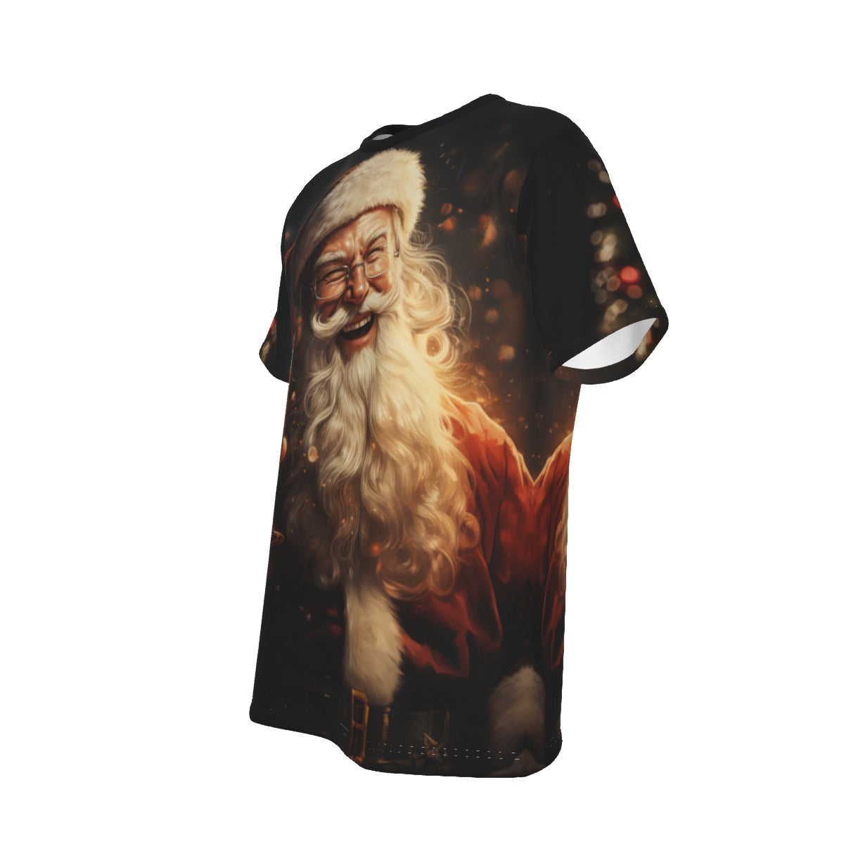 Mens Short Sleeve Christmas Tee - Front and Back - Santa Beer
