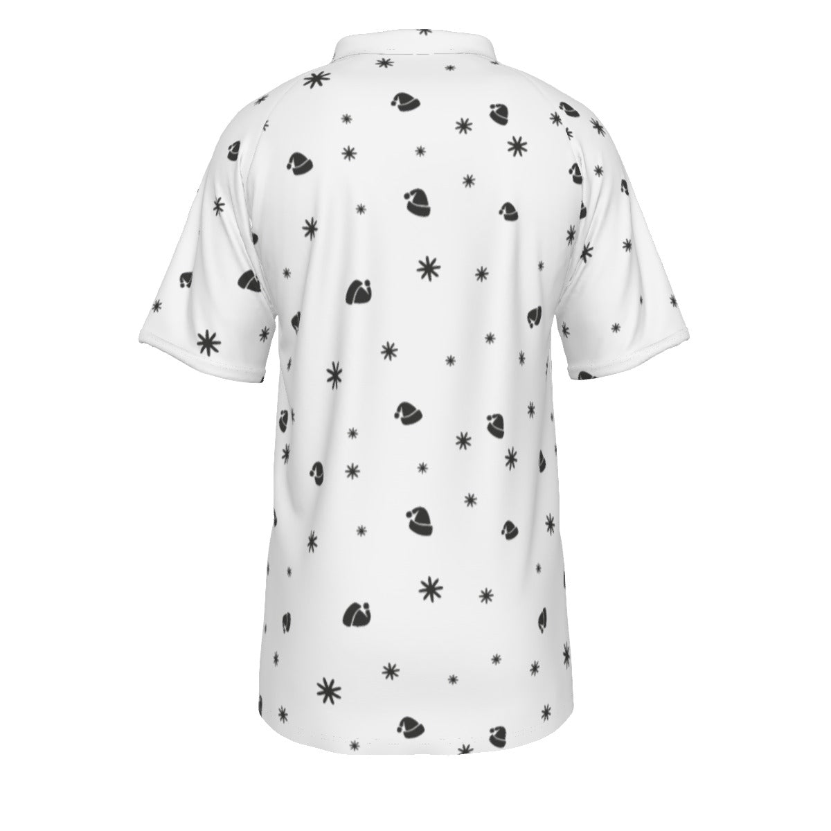 Men's Short Sleeve Christmas Polo Shirt - Snowflakes and Hats
