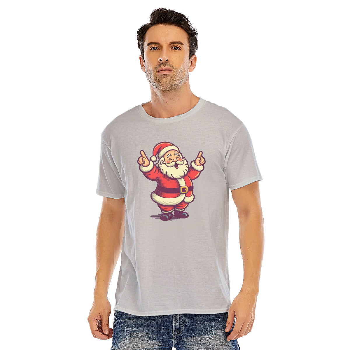 Mens Short Sleeve Christmas Tee - "Ho Ho Ho" White