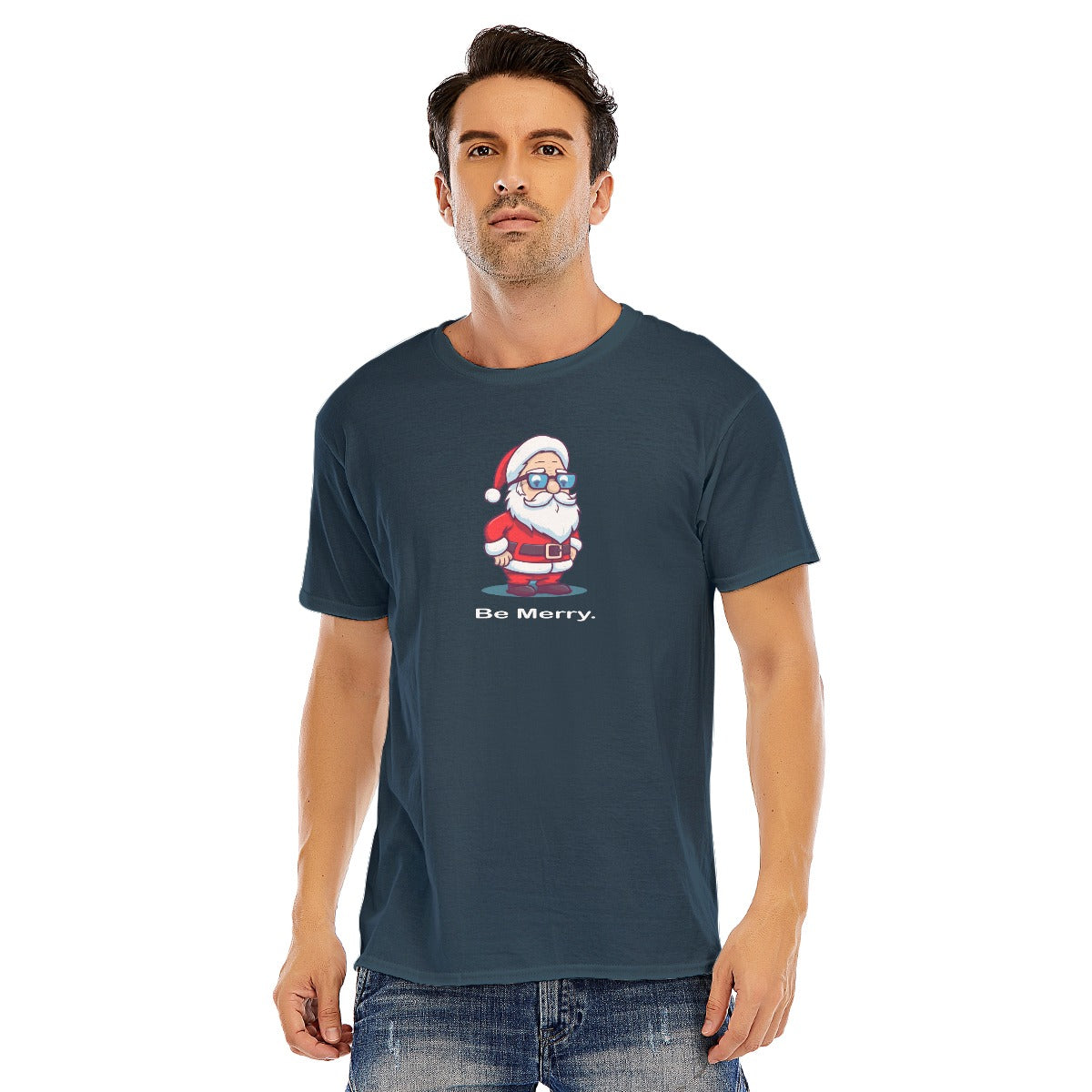 Mens Short Sleeve Christmas Tee - Be Merry.