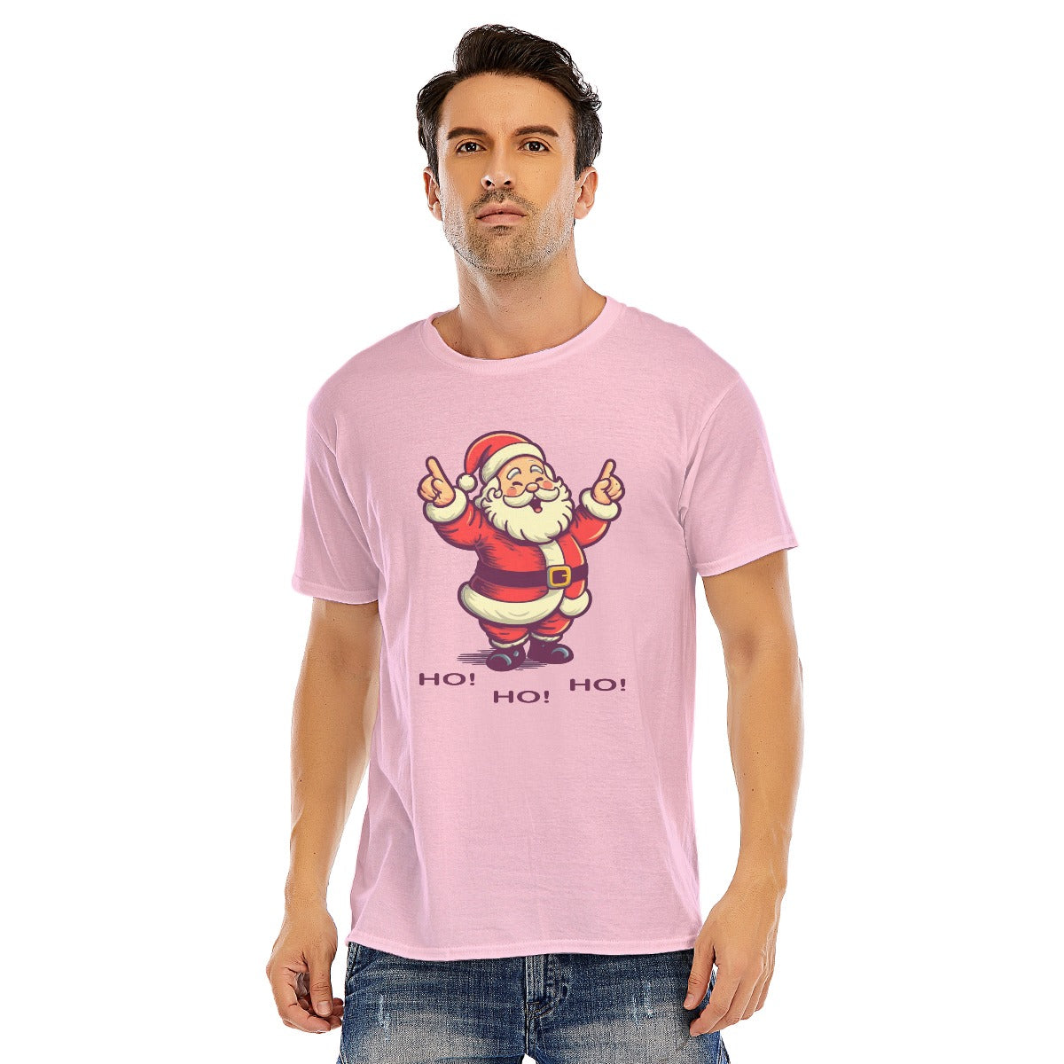 Mens Short Sleeve Christmas Tee - "Ho Ho Ho" Black