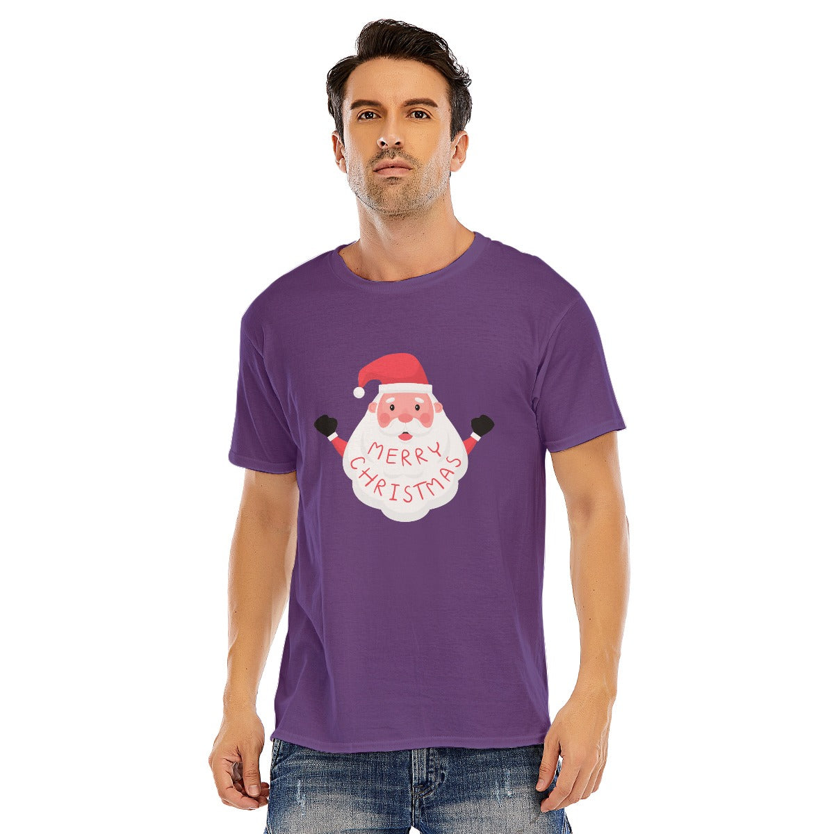 Mens Short Sleeve Christmas Tee - Basic Santa