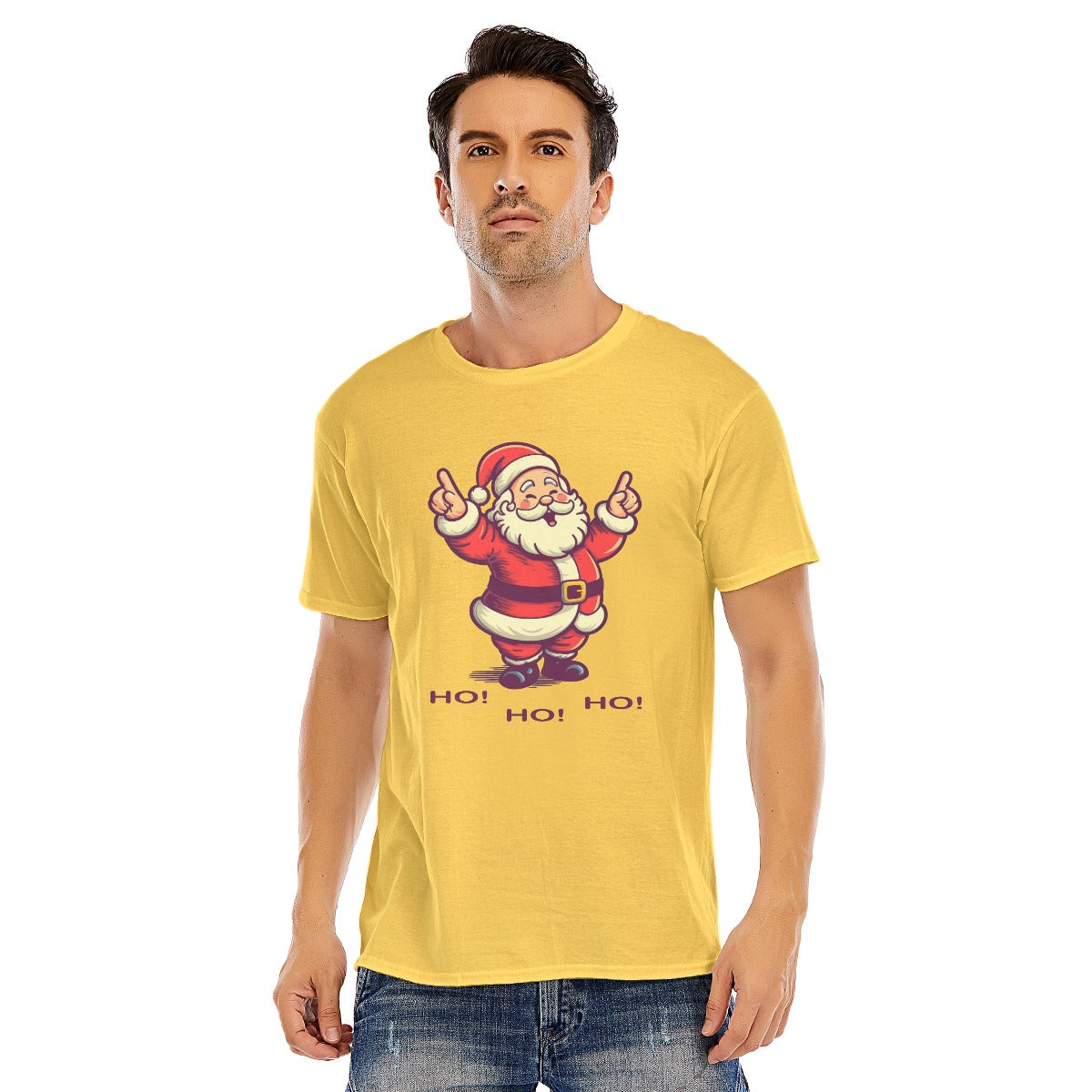 Mens Short Sleeve Christmas Tee - "Ho Ho Ho" Black