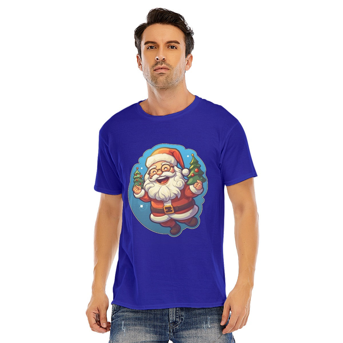 Mens Short Sleeve Christmas Tee - Flying Santa