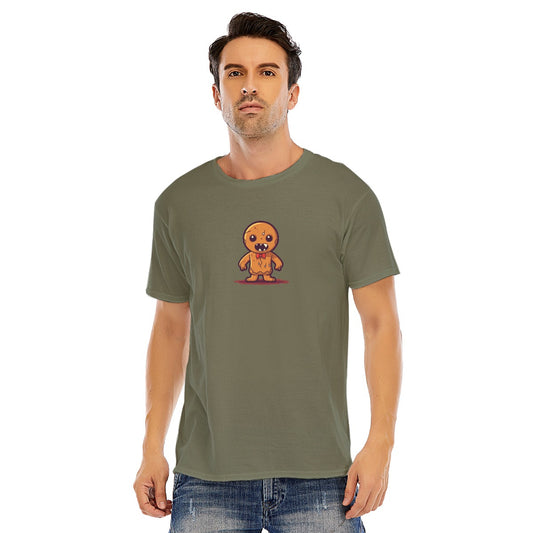 Mens Short Sleeve Christmas Tee - Front and Back - Red Gingerbread Man