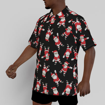 Men's Short Sleeve Christmas Polo Shirt - Santa Dabs