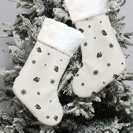 Christmas Sock - Fine Stars White