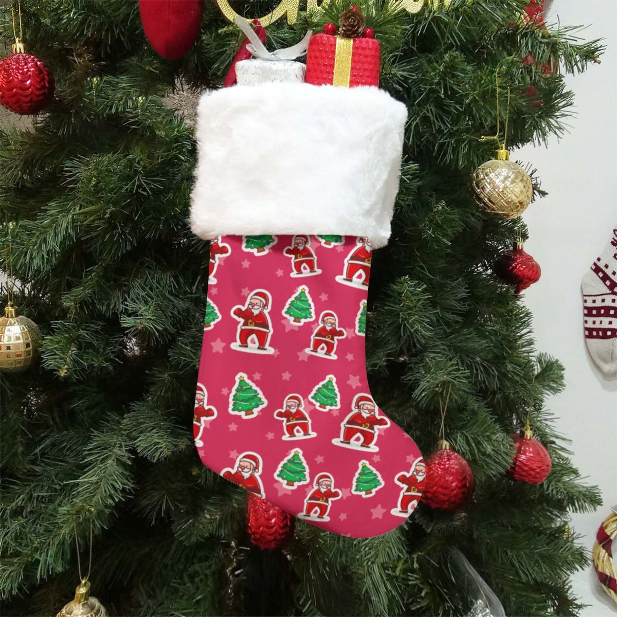 Christmas Sock - Red Boxing Santa - Festive Style
