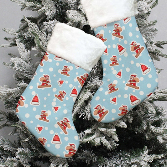 Christmas Sock - Santa Snowboarding