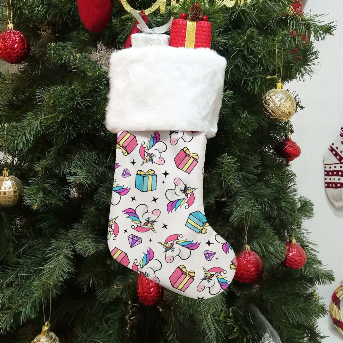 Christmas Sock - Unicorn Pattern - Festive Style
