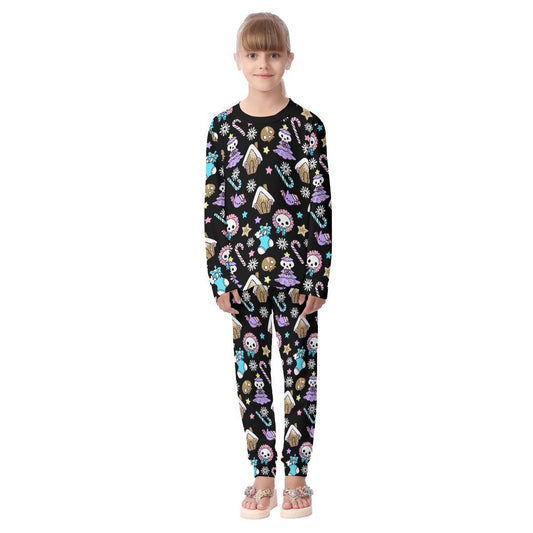 Kids Christmas Pyjama Set - Creepy Kawaii - Black - Festive Style