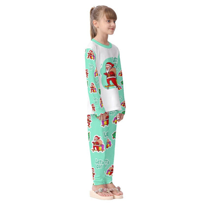 Kids Christmas Pyjama Set - Green "Let's Go" - Festive Style