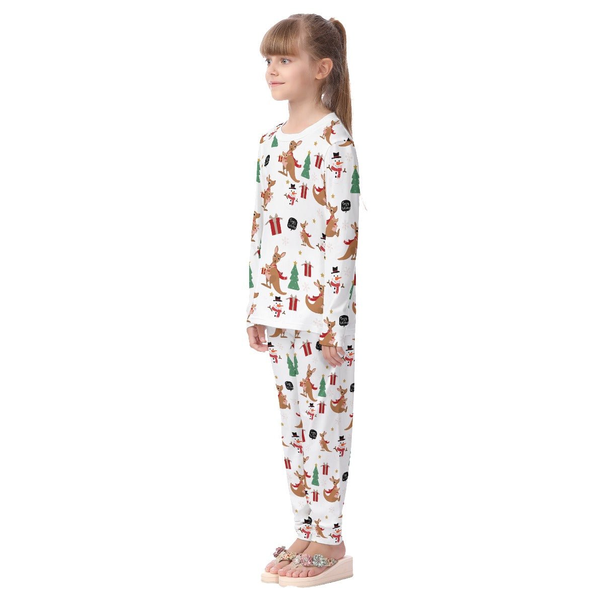 Kids Christmas Pyjama Set - Kangaroo Pattern - Festive Style