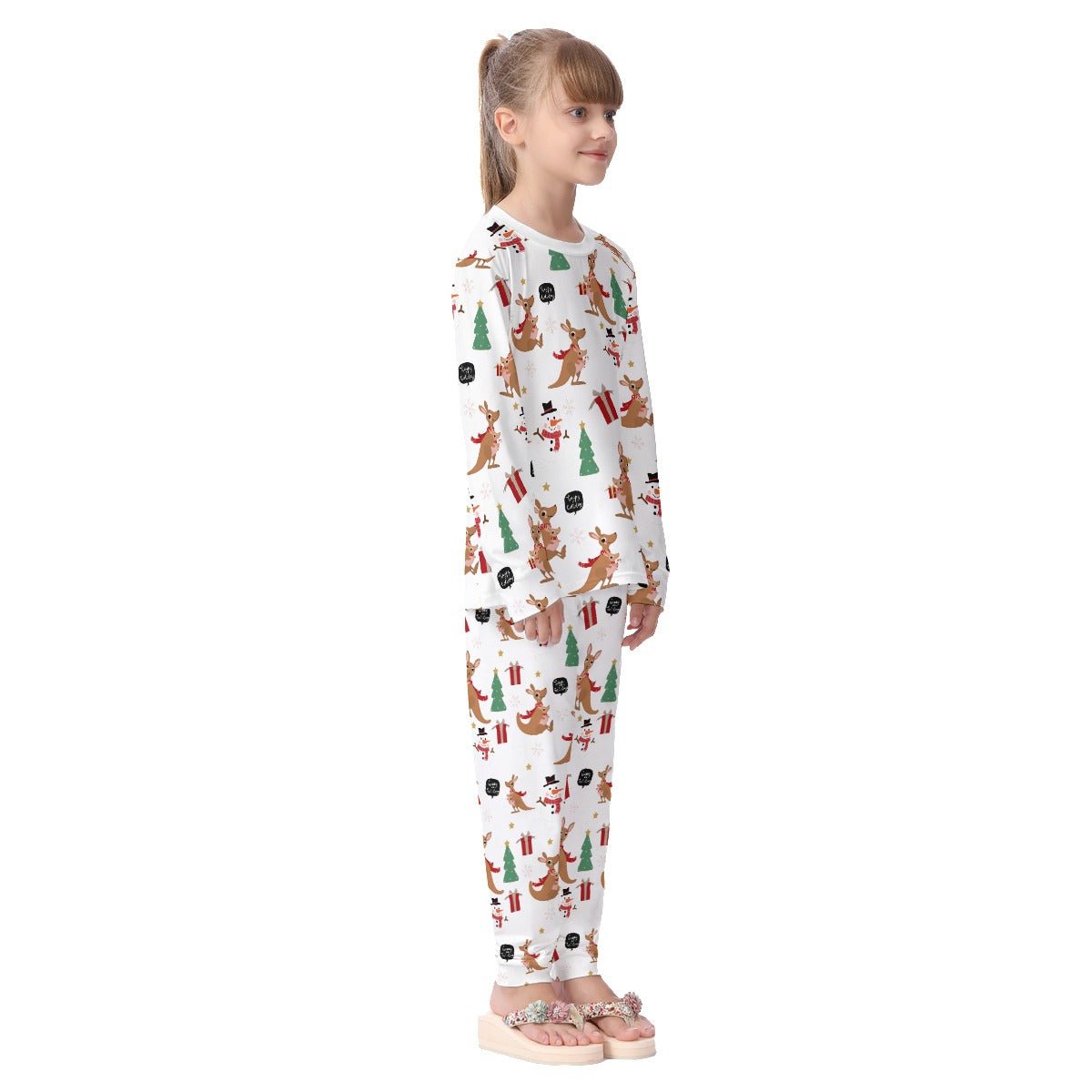 Kids Christmas Pyjama Set - Kangaroo Pattern - Festive Style