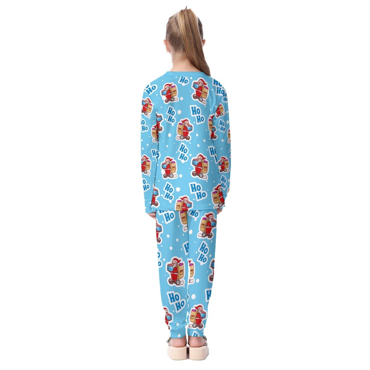 Kids Christmas Pyjama Set - Light Blue "Ho Ho" - Festive Style