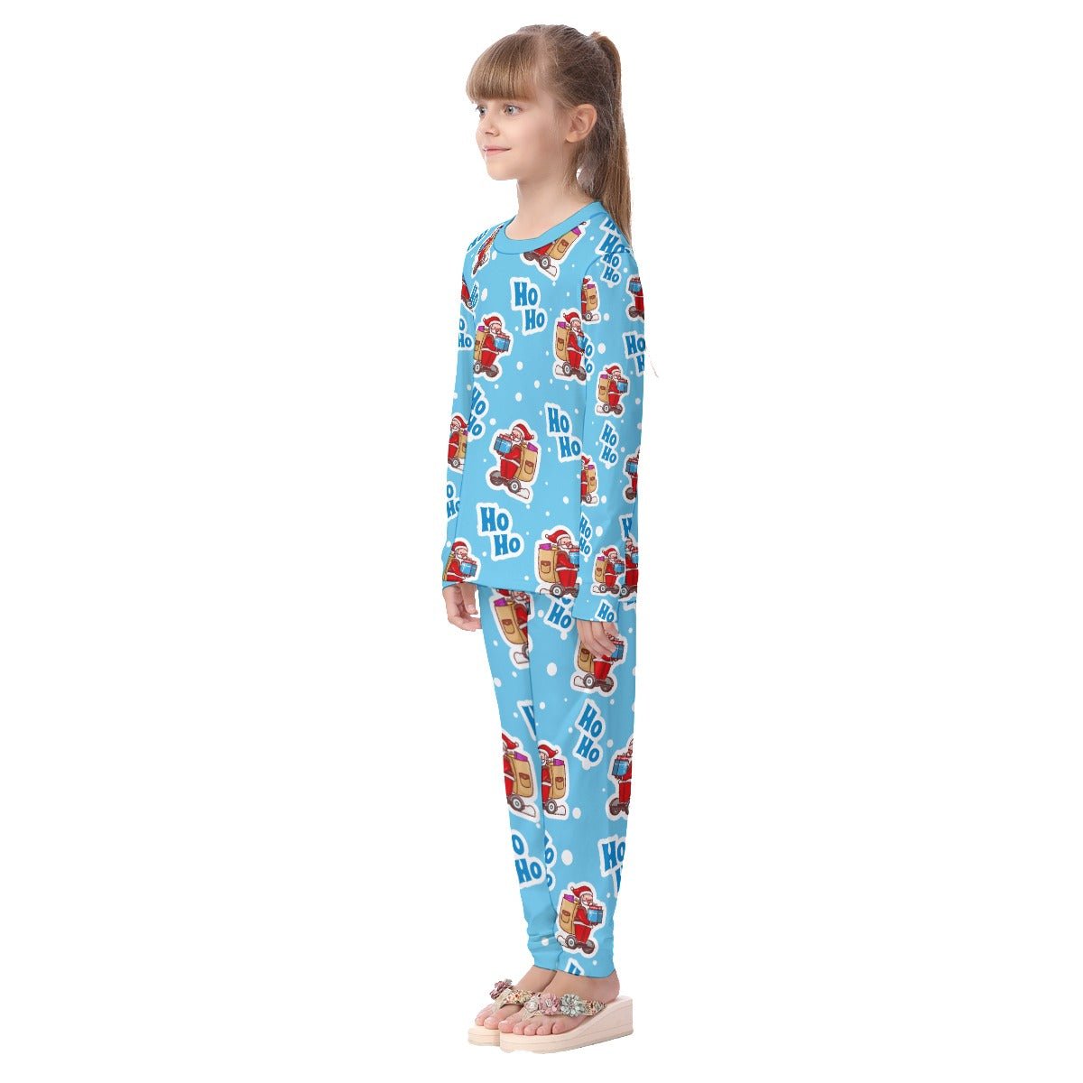 Kids Christmas Pyjama Set - Light Blue "Ho Ho" - Festive Style