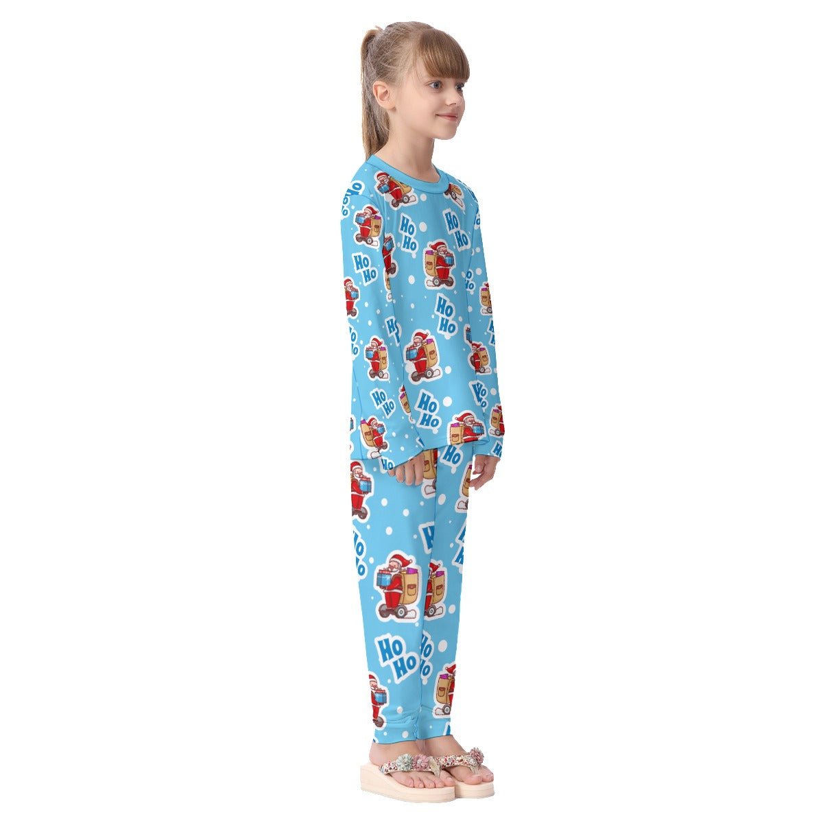 Kids Christmas Pyjama Set - Light Blue "Ho Ho" - Festive Style