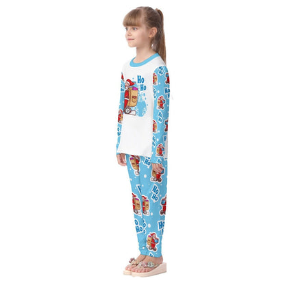 Kids Christmas Pyjama Set - LightBlue "Ho Ho" 2 - Festive Style