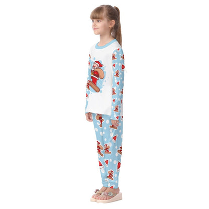 Kids Christmas Pyjama Set - Santa Snowboarding - Festive Style