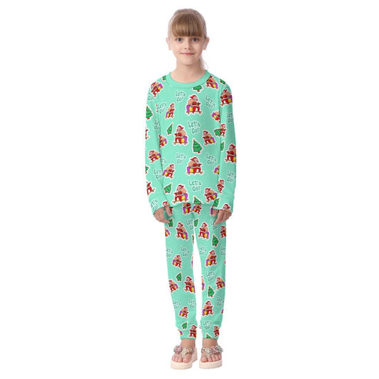 Kid's Christmas Pyjamas - Green "Let's Go!" Pattern - Festive Style