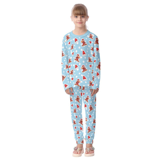 Kids Christmas Pyjamas - Santa Snowboarding Pattern - Festive Style