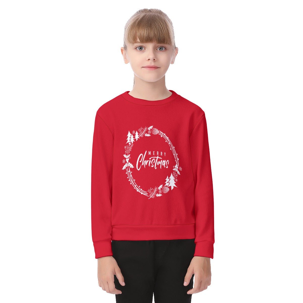Kid's Christmas Sweater - Simple Wreath - White