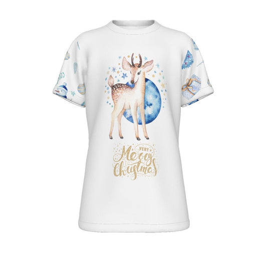 Kid's Christmas T-Shirt - Blue Reindeer - Festive Style