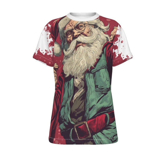 Kid's Christmas T-Shirt - Cartoon Santa - Festive Style