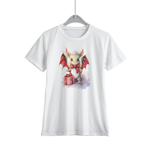 Kid's Christmas T-Shirt - Cute Baby Dragon 3 - Festive Style