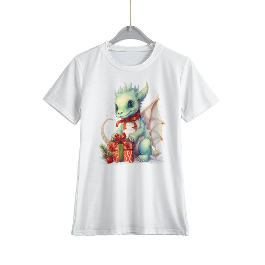Kid's Christmas T-Shirt - Cute Baby Dragon - Festive Style