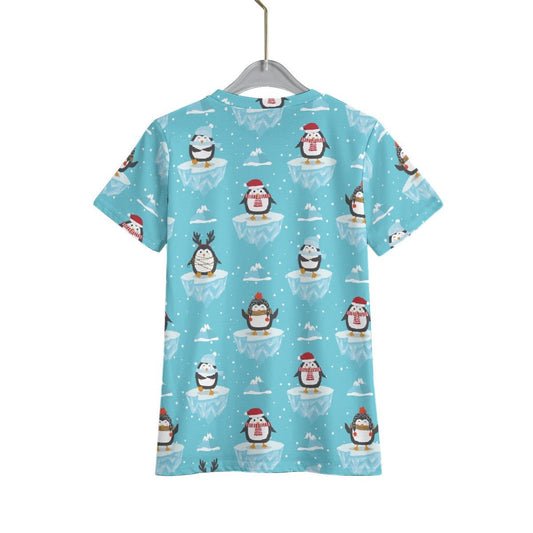 Kid's Christmas T-Shirt - Icy Penguins
