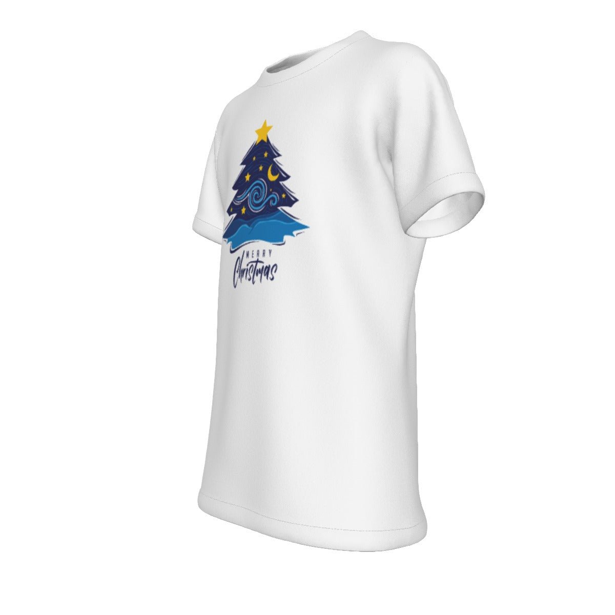 Kid's Christmas T-Shirt - Merry Christmas - Blue Tree - Festive Style
