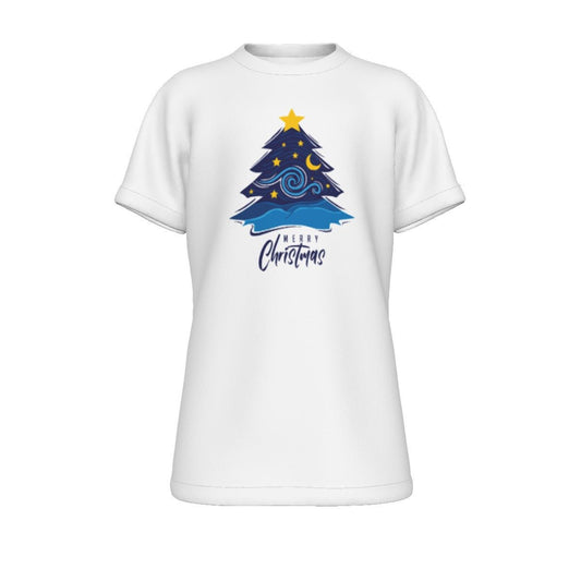 Kid's Christmas T-Shirt - Merry Christmas - Blue Tree - Festive Style
