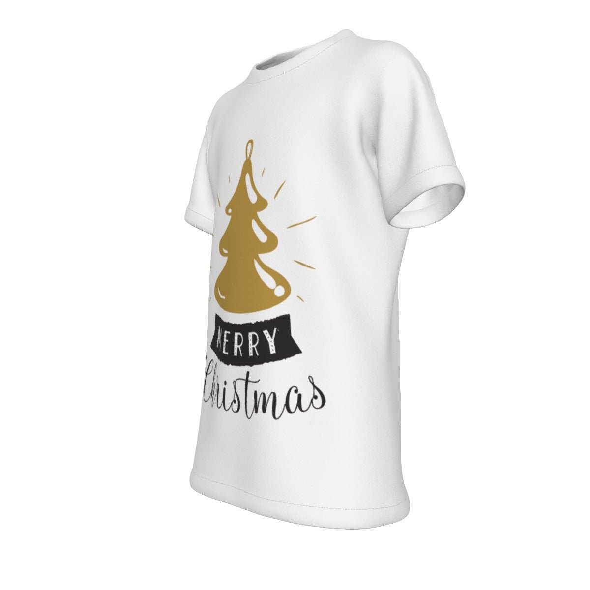 Kid's Christmas T-Shirt - Merry Christmas - Gold Tree - Festive Style