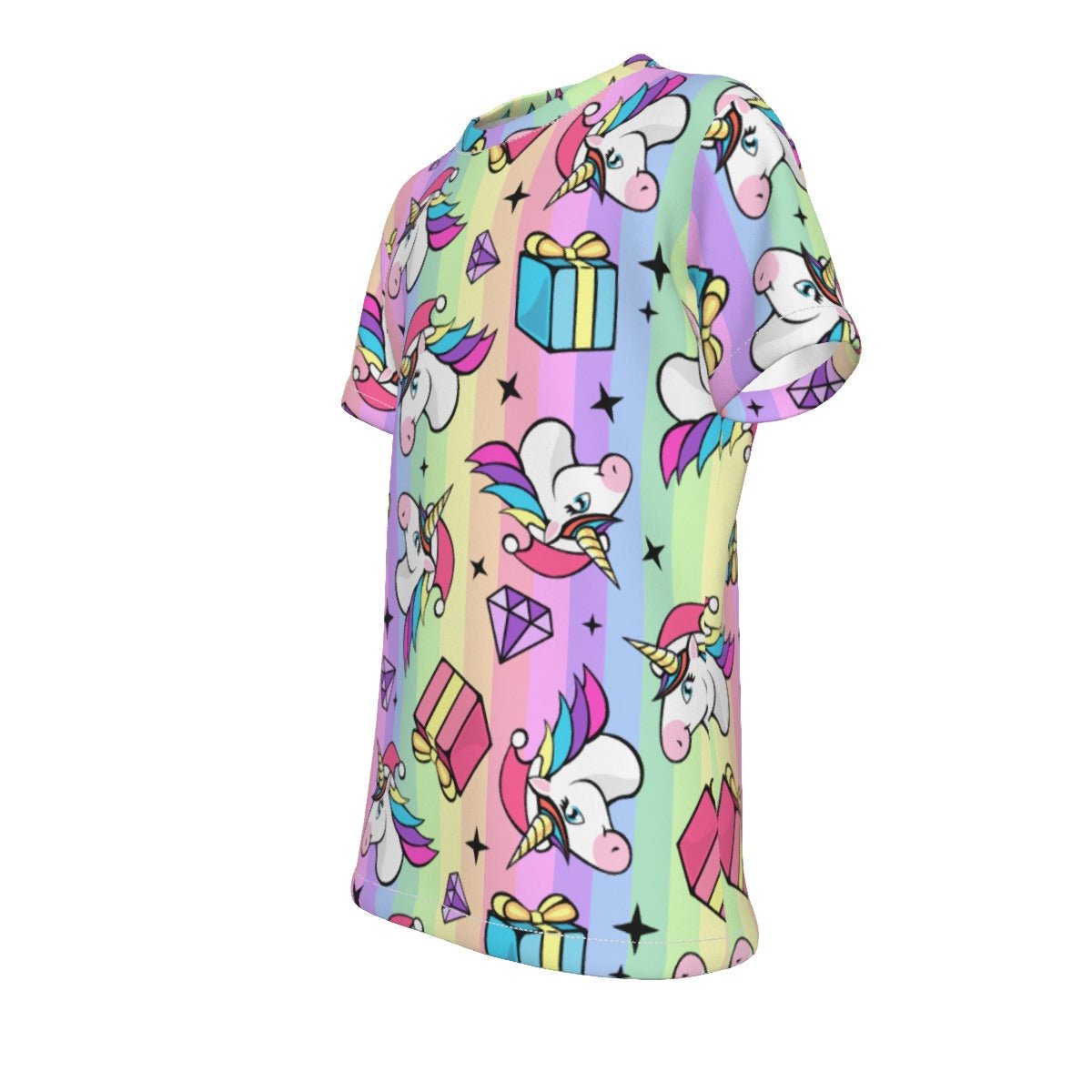 Kid's Christmas T-Shirt - Rainbow Unicorns - Festive Style