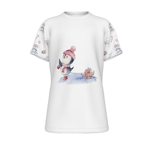 Kid's Christmas T-Shirt - Skating Penguin - Festive Style