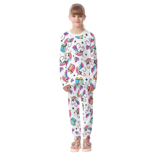 Kids Christmas Unicorn Pyjama Set - All Over Pattern - Festive Style