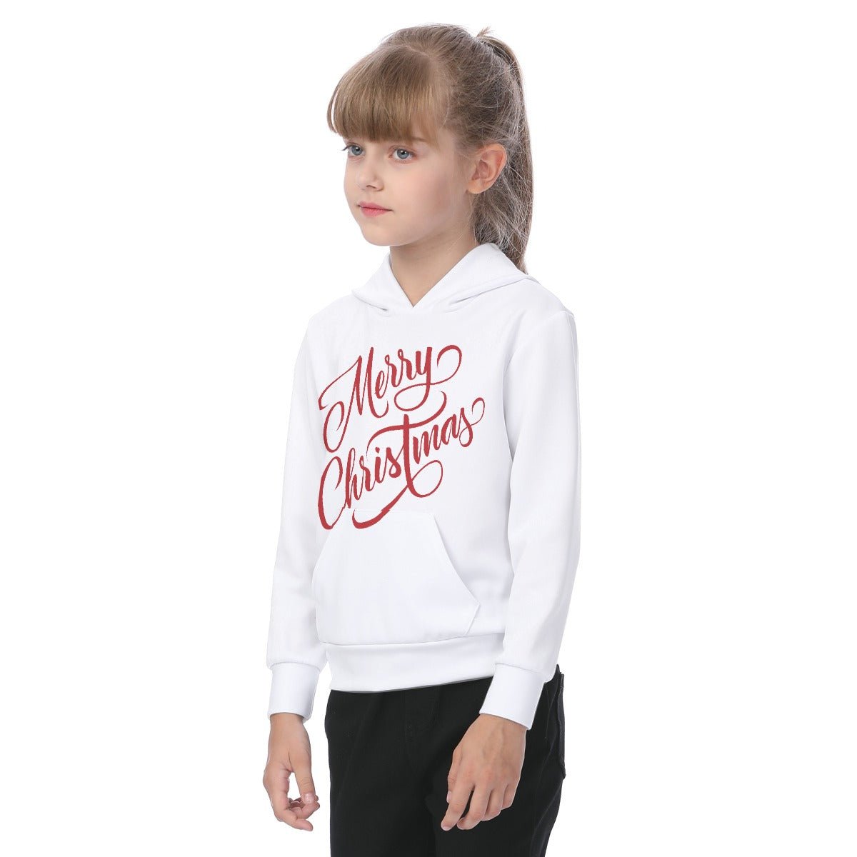 Kid's Fleece Christmas Hoodie - Merry Christmas - White - Festive Style