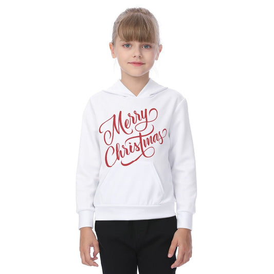Kid's Fleece Christmas Hoodie - Merry Christmas - White - Festive Style