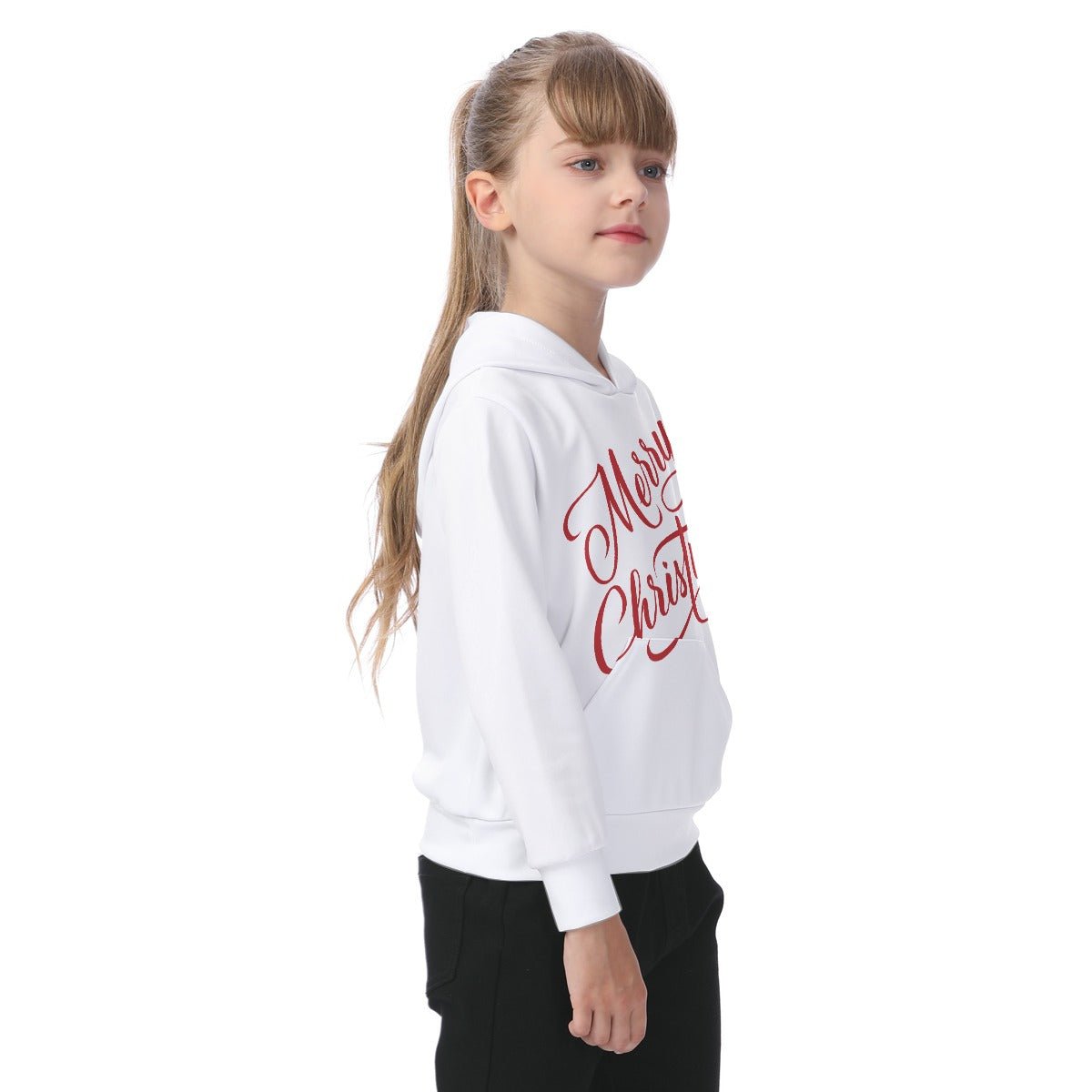 Kid's Fleece Christmas Hoodie - Merry Christmas - White - Festive Style