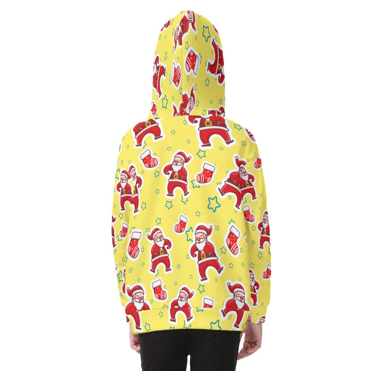 Kid's Fleece Zip Christmas Hoodie - Santa and Stars - Festive Style