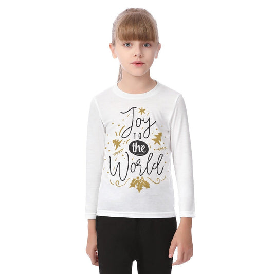 Kid's Long Sleeve Christmas T-shirt - Joy to the World - Festive Style