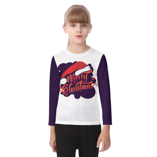 Kid's Long Sleeve Christmas T-shirt - MC Purple - Festive Style