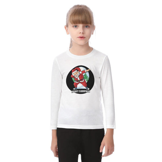 Kid's Long Sleeve Christmas T-shirt - Santa Dab Logo - Festive Style