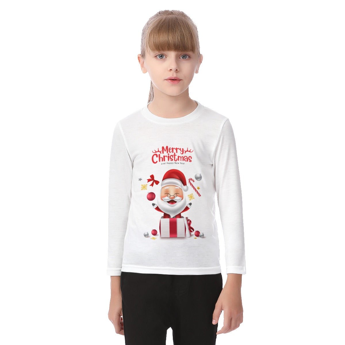 Kid's Long Sleeve Christmas T-shirt - Santa MC HNE - Festive Style