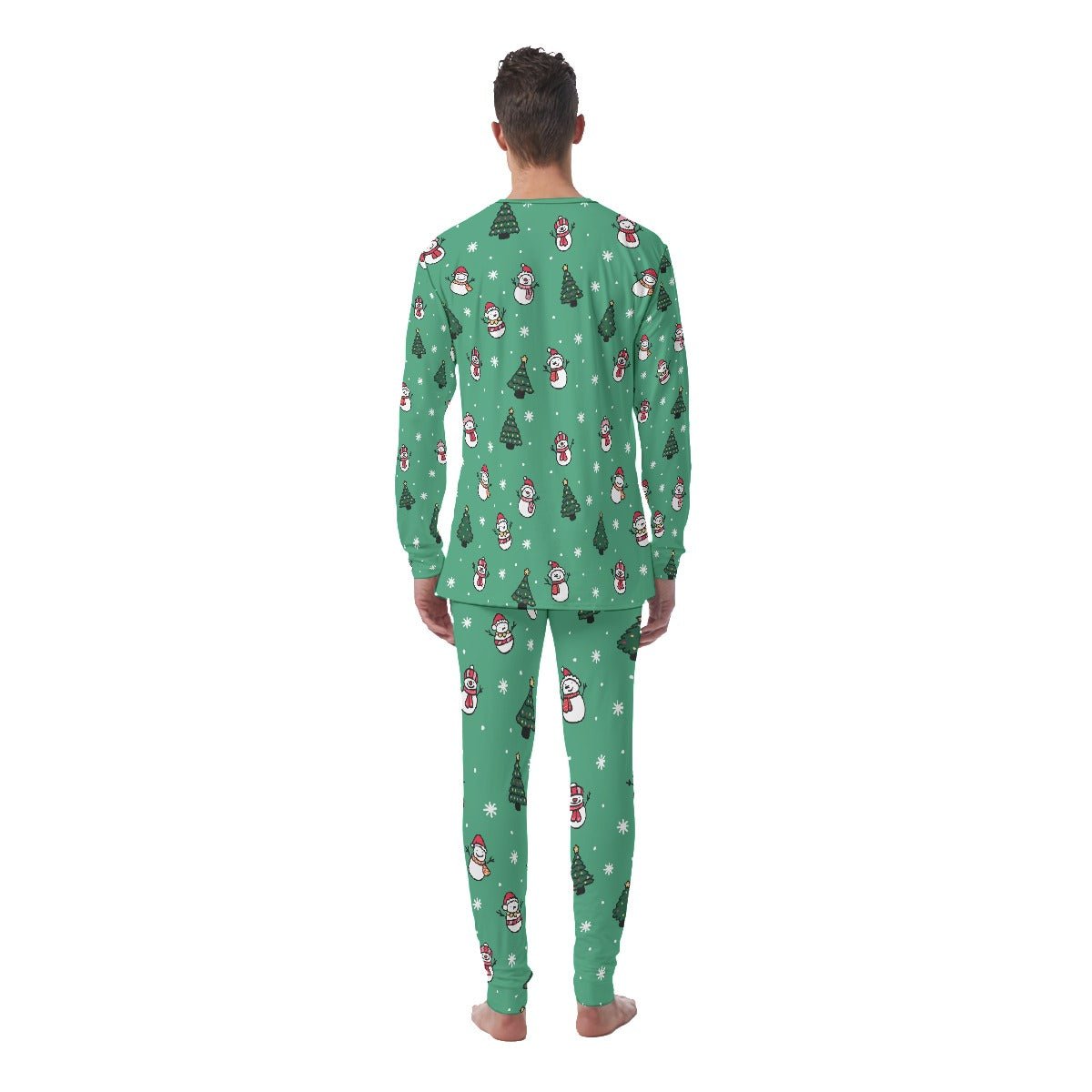 Men's Christmas Pyjamas - Green Snowman - Festive Style