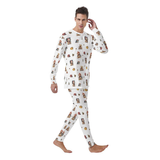 Men's Christmas Pyjamas - Watercolour Teddies - Festive Style
