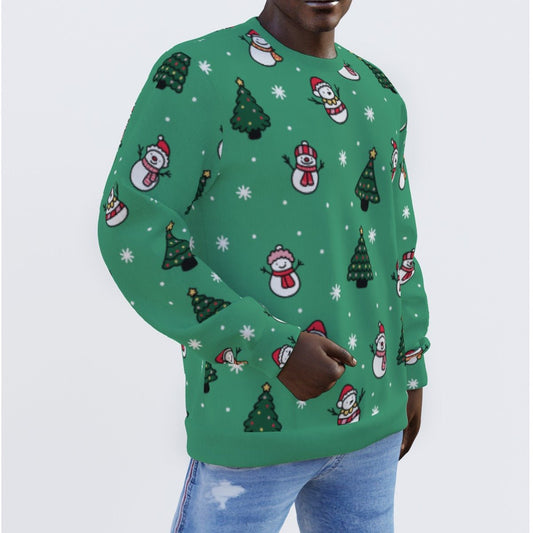 Men's Christmas Sweater - Green Snowman - Festive Style
